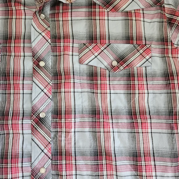 Cowboy Legend 3x mens western pearl snap, blue and pink plaid, long sleeve - Picture 2 of 6